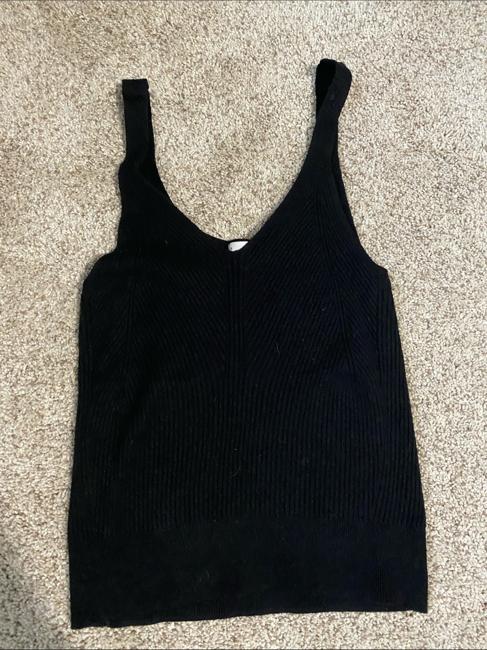 a new day Black Ribbed V-Neck Tank Camisole